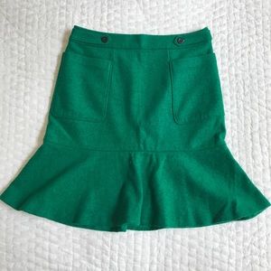 Anthropologie Emerald Green Fit & Flare Skirt