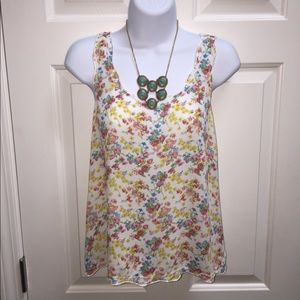 Nordstrom Lush floral flowy tank top shirt Small boho flower