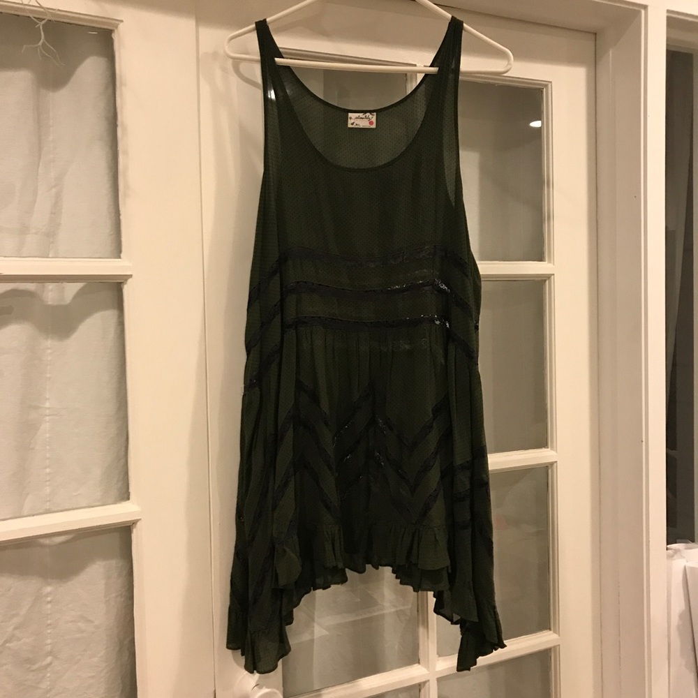 Free People Trapeze Slip Dress Olive Green