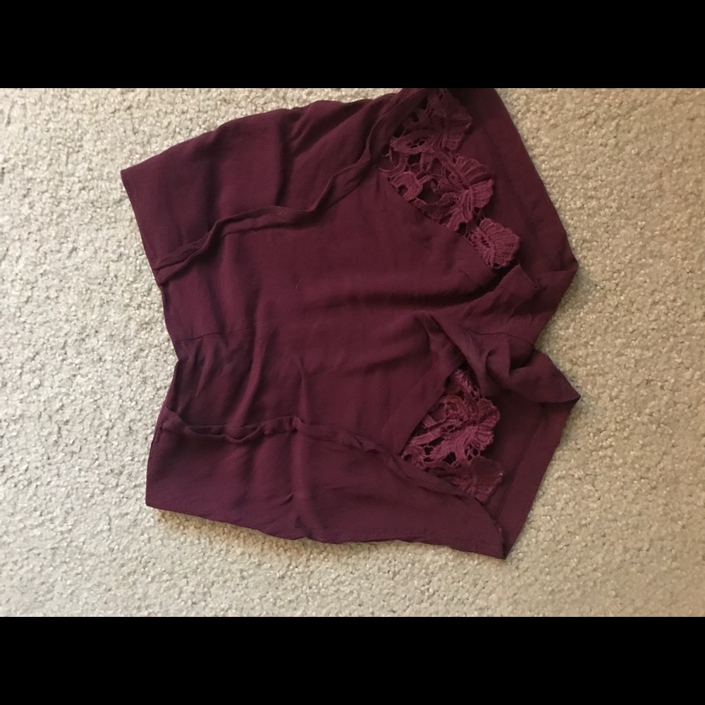 High waisted maroon dressy shorts