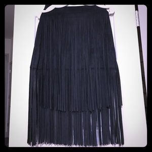 Suede fringe Zara skirt