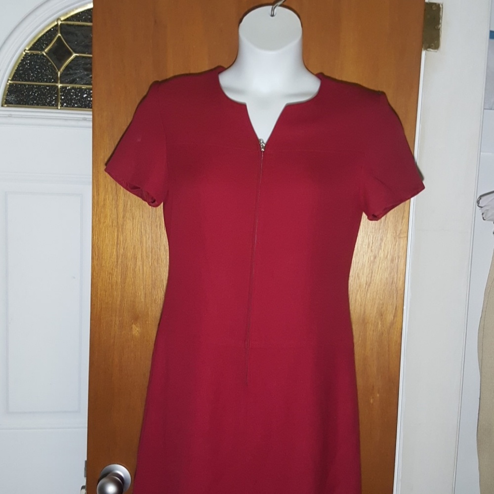 Talbots Burgundy 1/2 Zip Sheath Dress size 6
