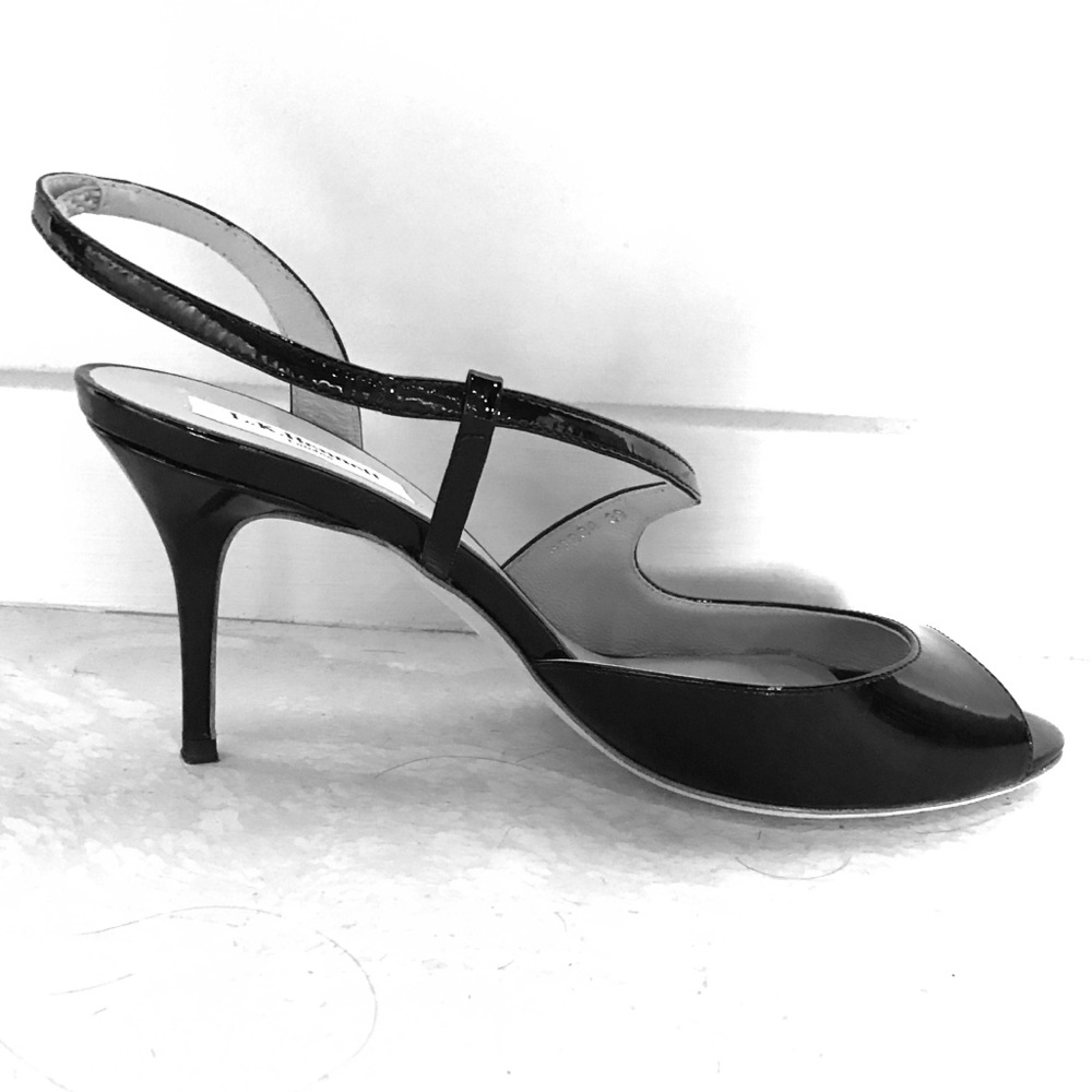LK Bennett black patent sandals size 39