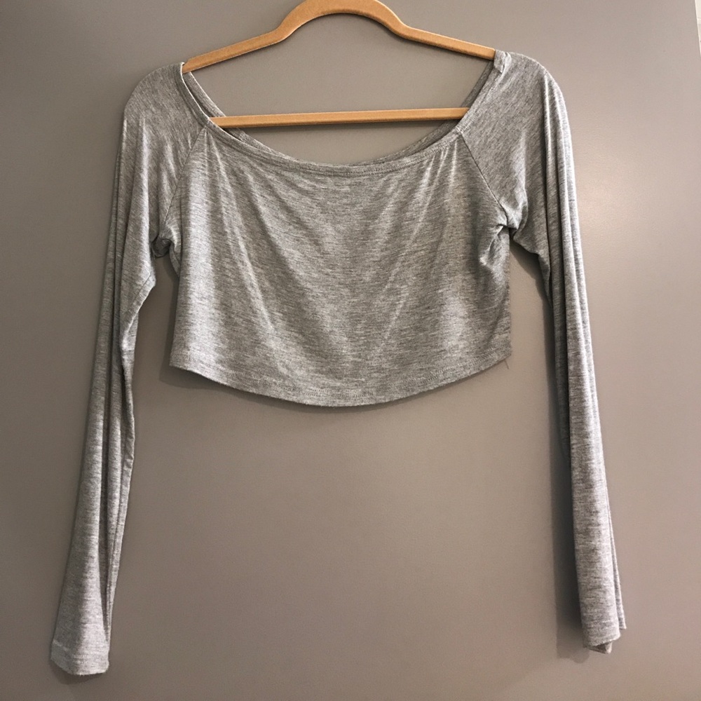 Gray Long Sleeve Crop top