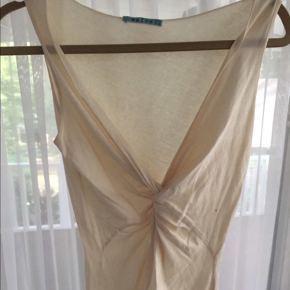 Velvet vneck cream top