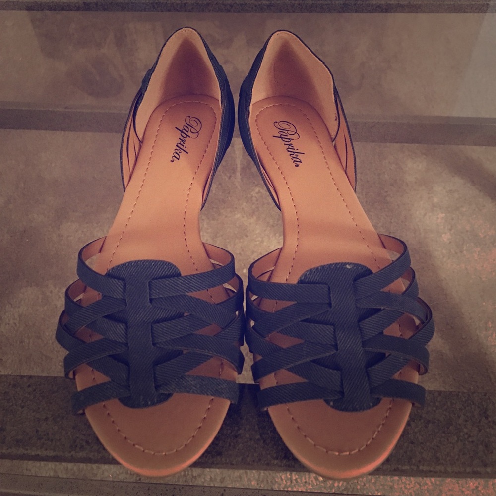 Blue strappy flats
