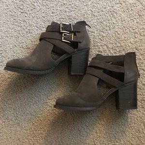 Brown heeled booties