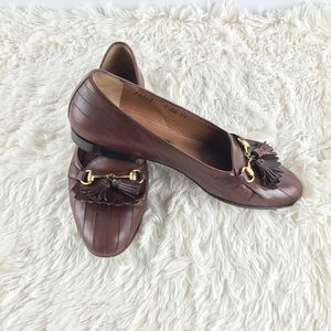 Cole Haan Leather Brass Buckle Tassel Dress Loafer