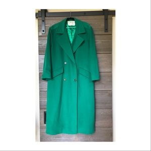 Emerald green cashmere trench coat