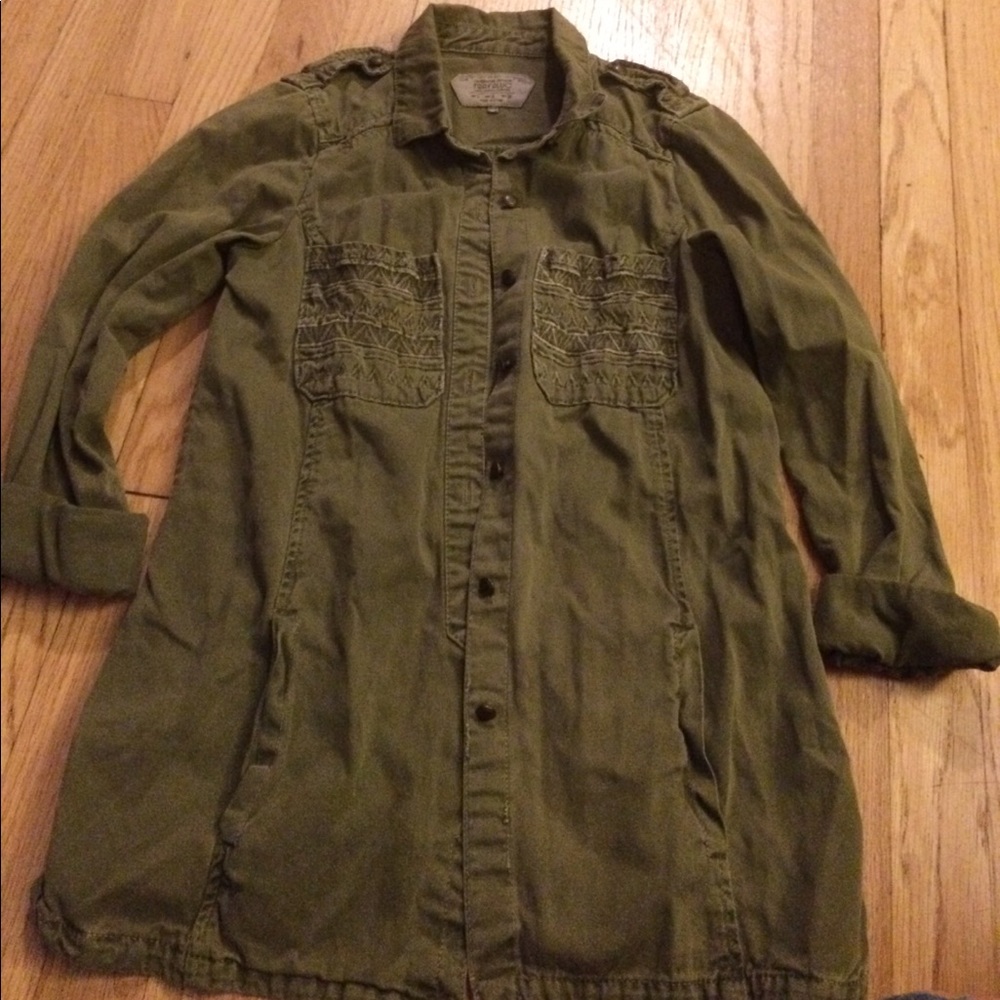 Mixed fabric utility jacket