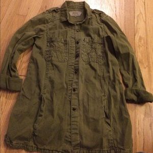 Mixed fabric utility jacket