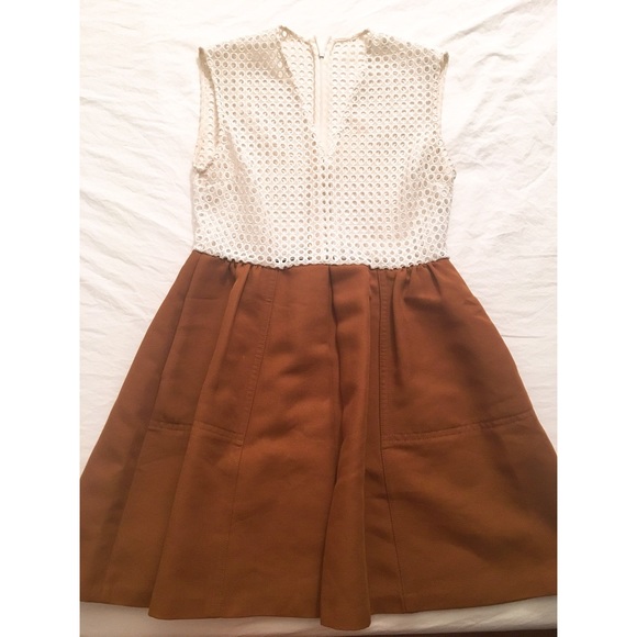 Sandro Dresses & Skirts - 🌟SALE🌟 Sandro white lace and brown dress sz 8-10