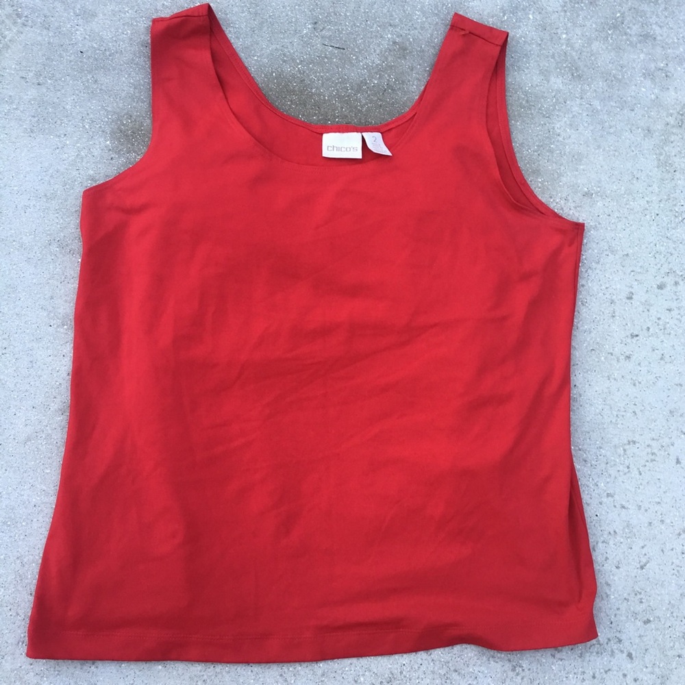 Chicos Red Stretch Tank Top Blouse Shirt