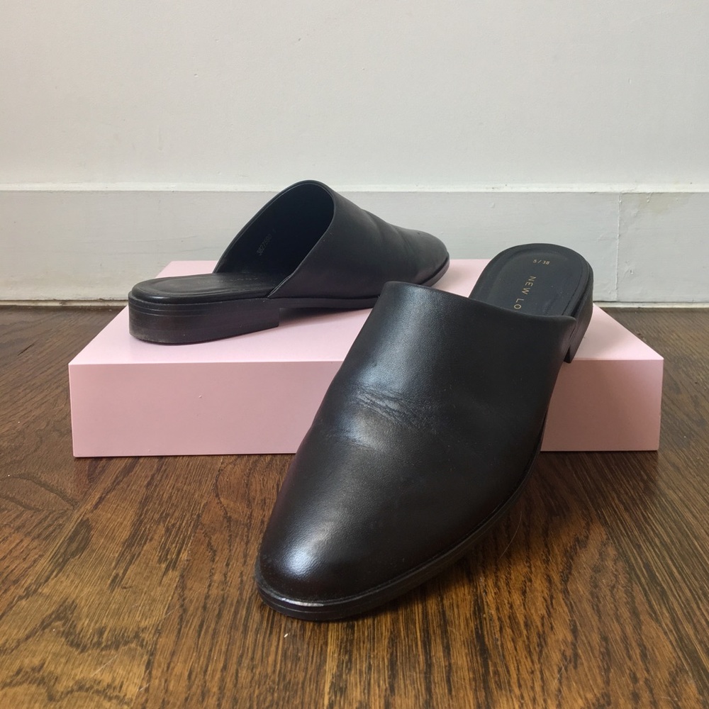Asos New Look black slip on flat mules size 7