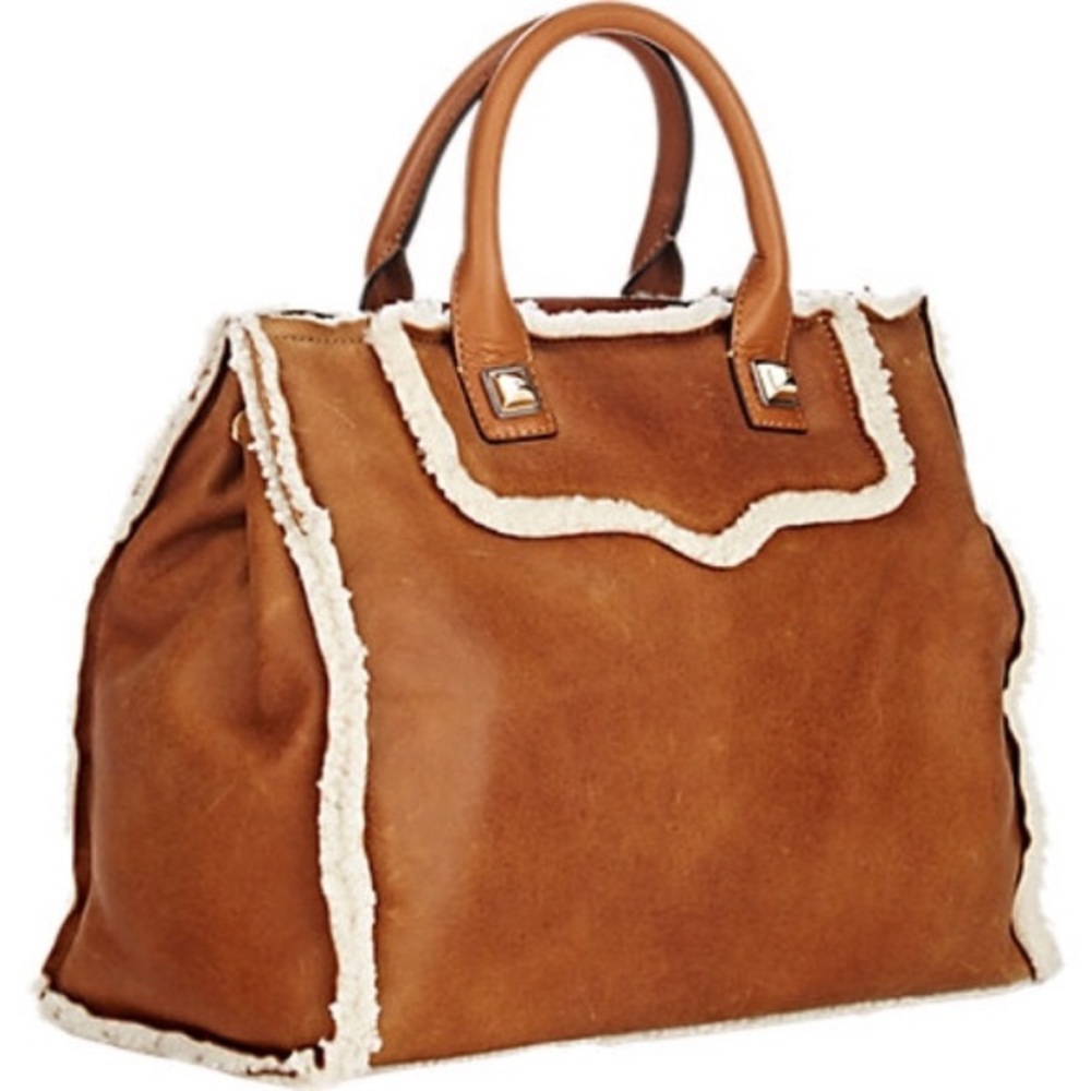 Rebecca Minkoff cognac shearling tote