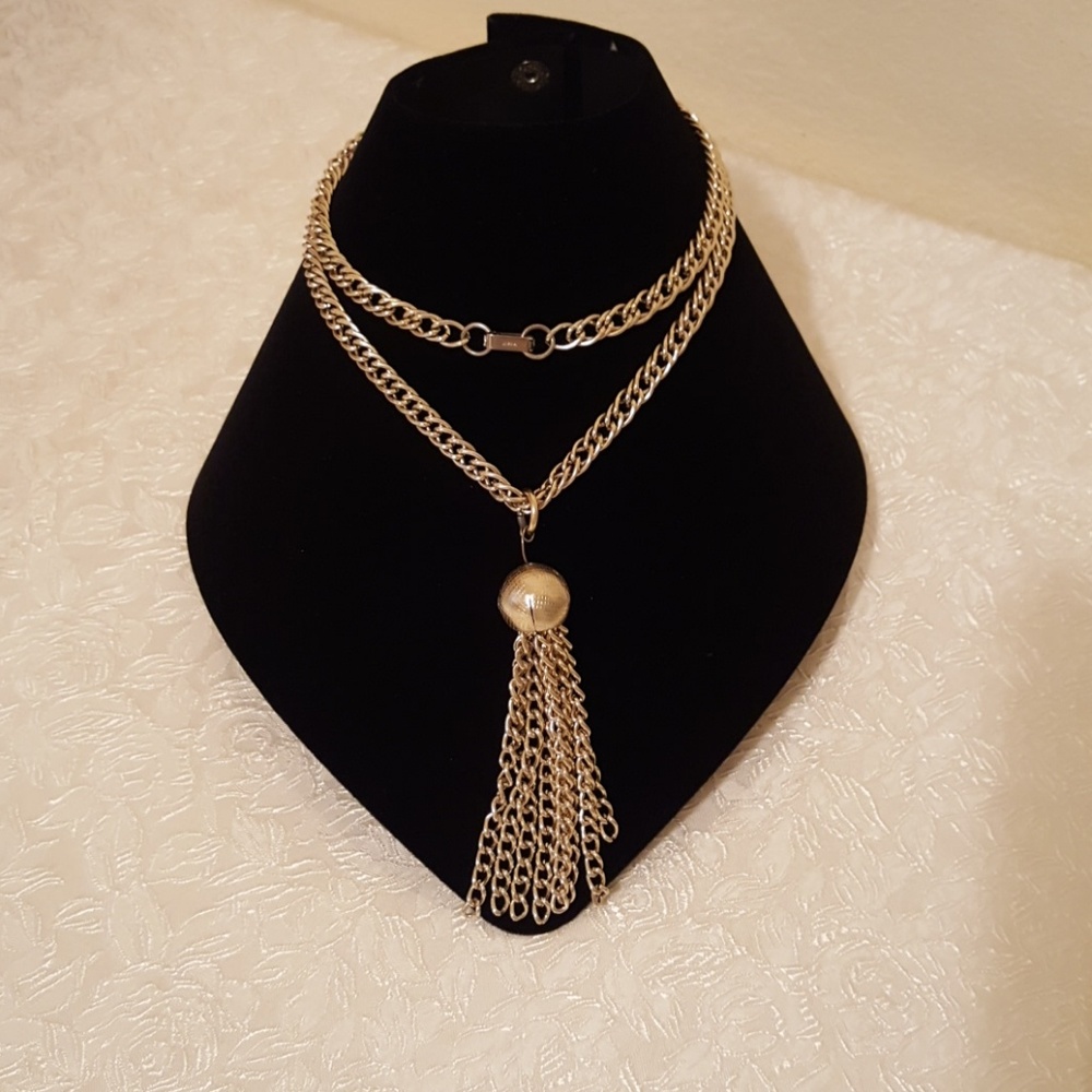 Add-on to order. Gold tone tassel necklace