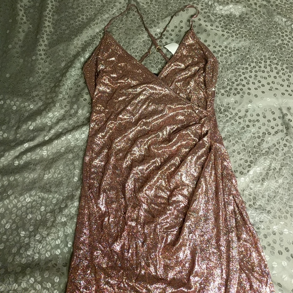 Multi Glitter Criss Cross Assymetrical Dress
