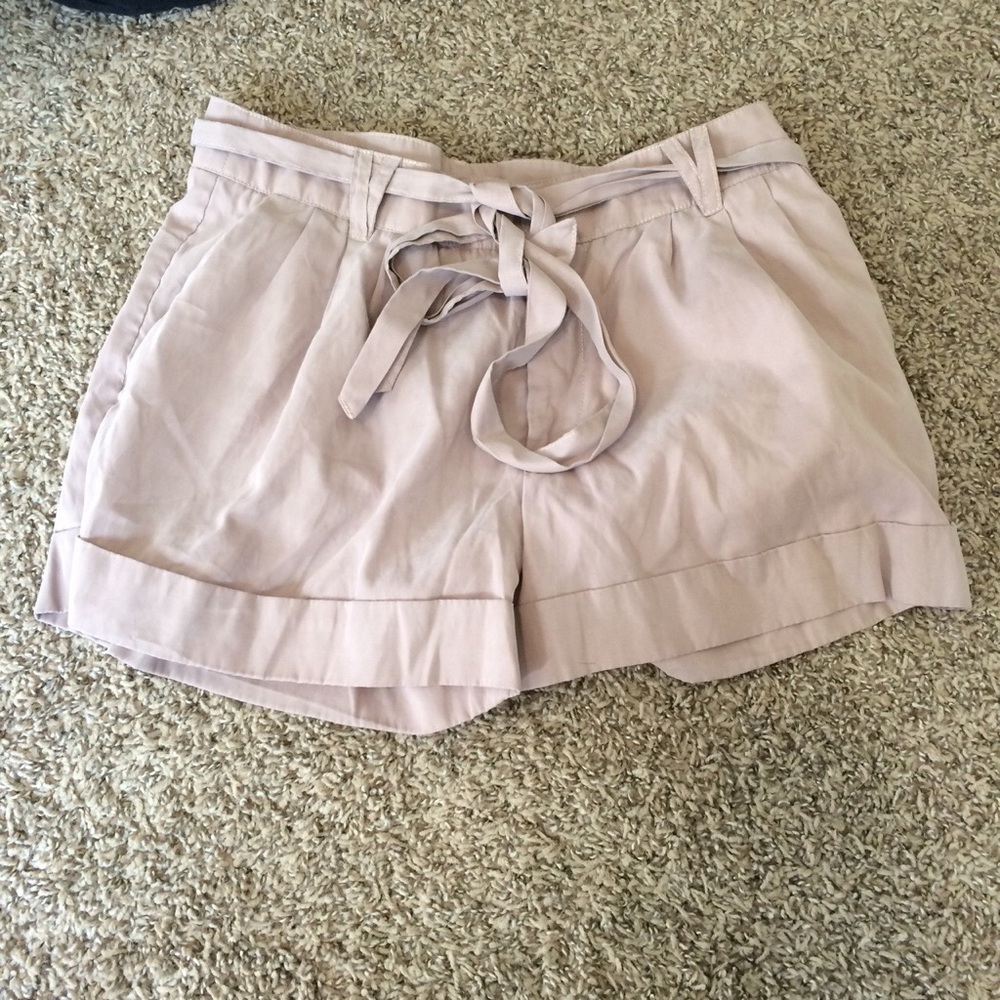 Tan shorts with adjustable tie