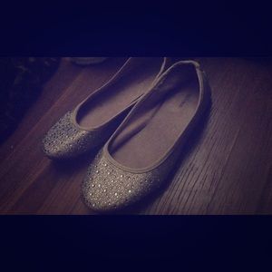 Sparkly silver flats shoes
