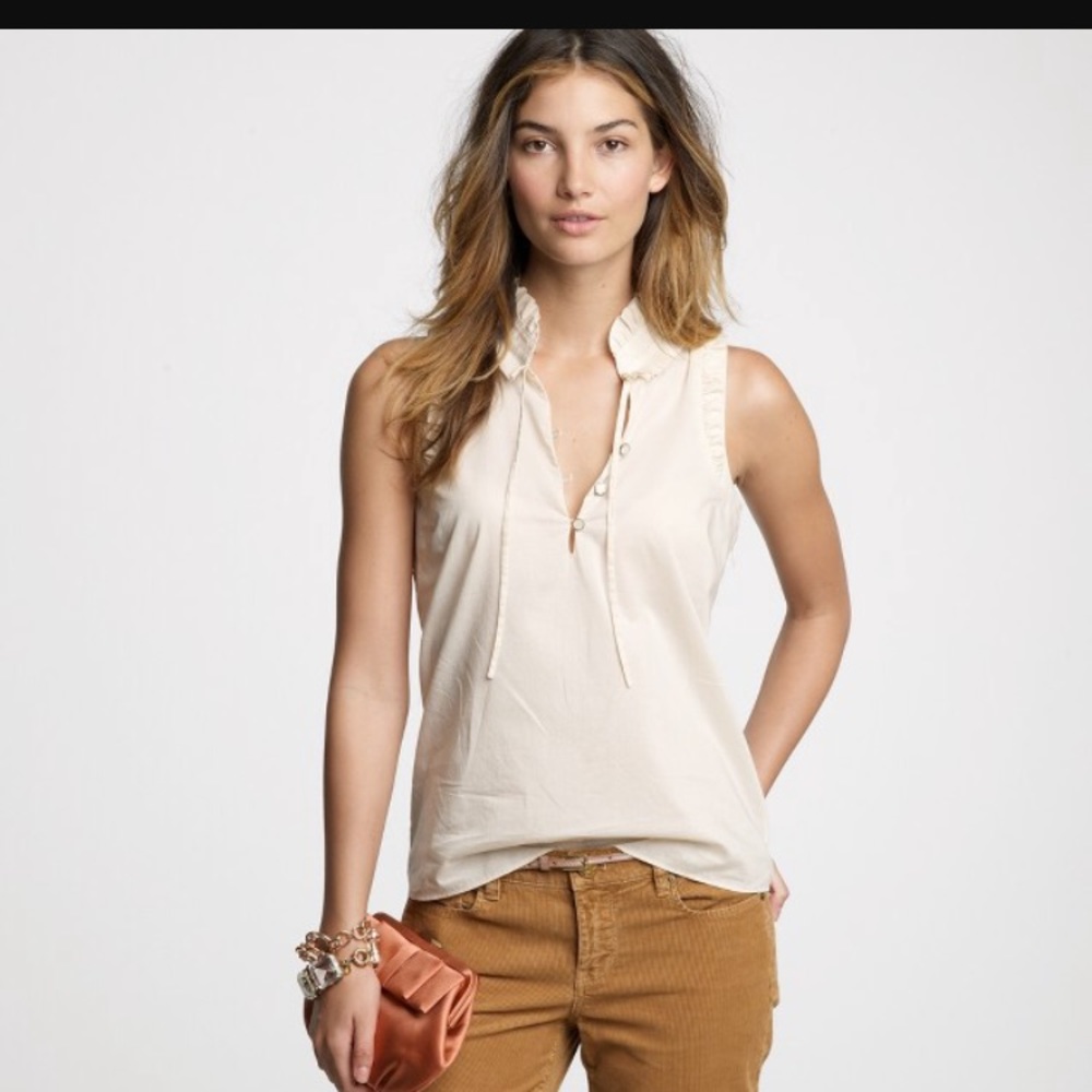 J Crew Button Front -Printed Ruffle Blouse - image 4