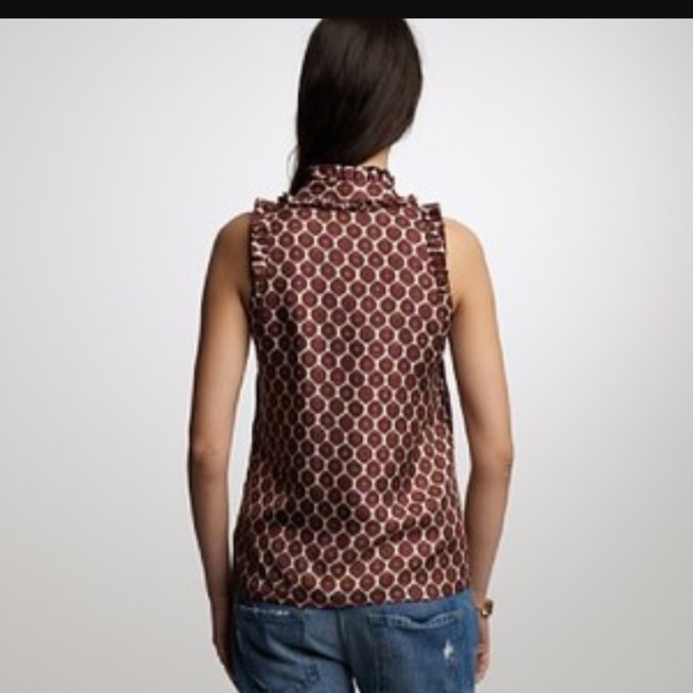 J Crew Button Front -Printed Ruffle Blouse - image 3