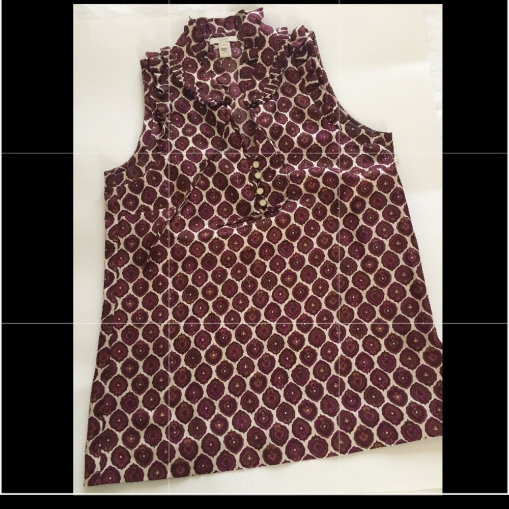 J Crew Button Front -Printed Ruffle Blouse - image 6