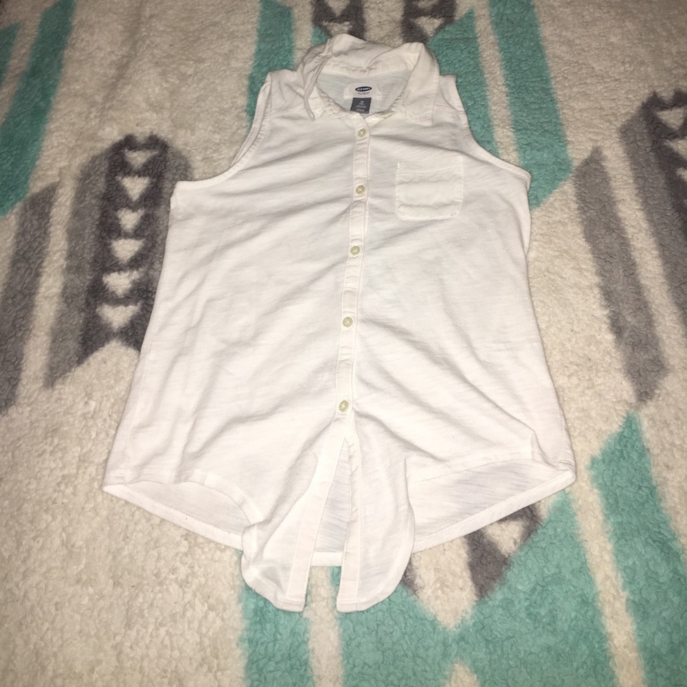 white button up tank top