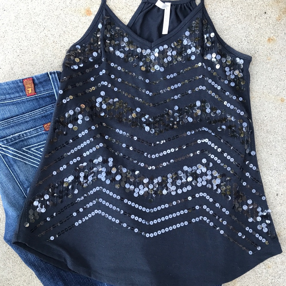 Aeropostle Sequined Black Tank Top