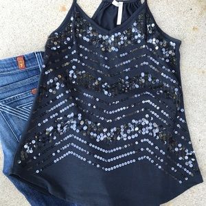Aeropostle Sequined Black Tank Top