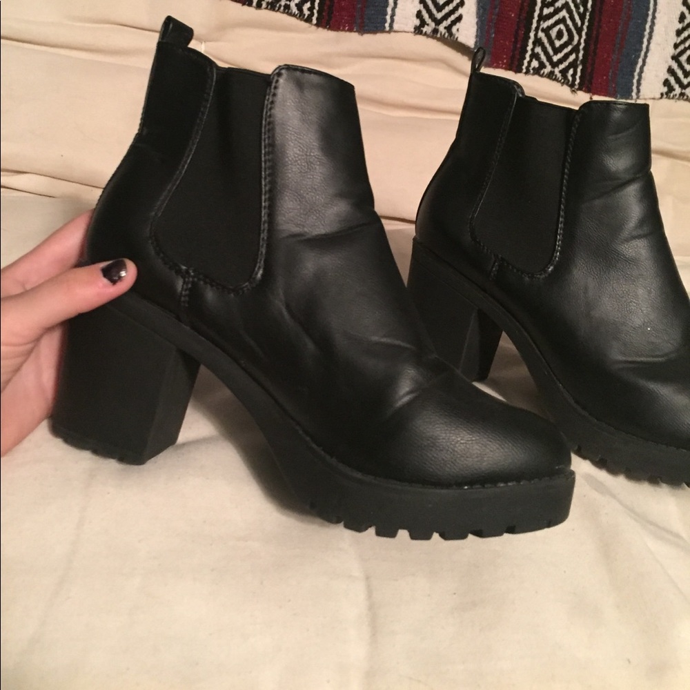 black heel booties