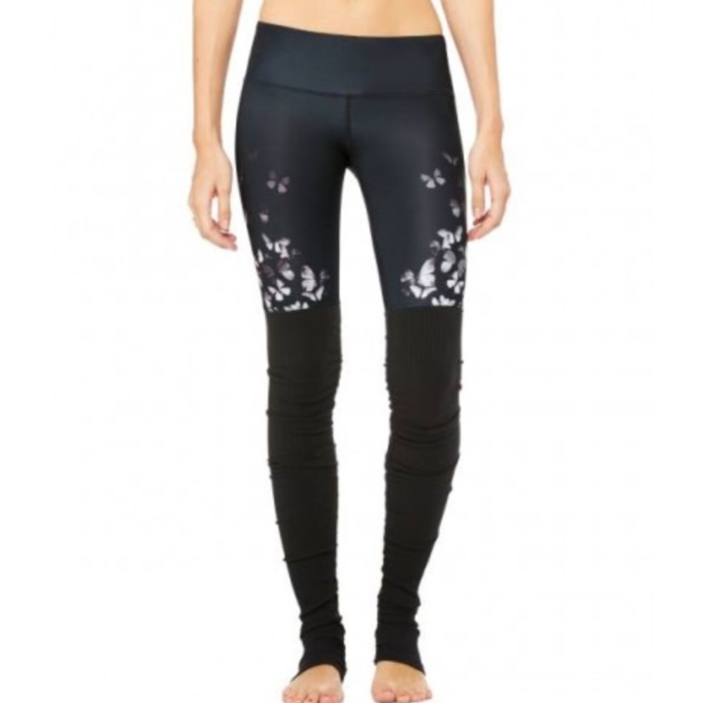 Alo Goddess Legging in Black/White Butterfly print