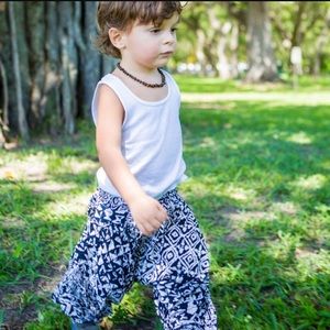 Baby Buddha Pants - White Tribal