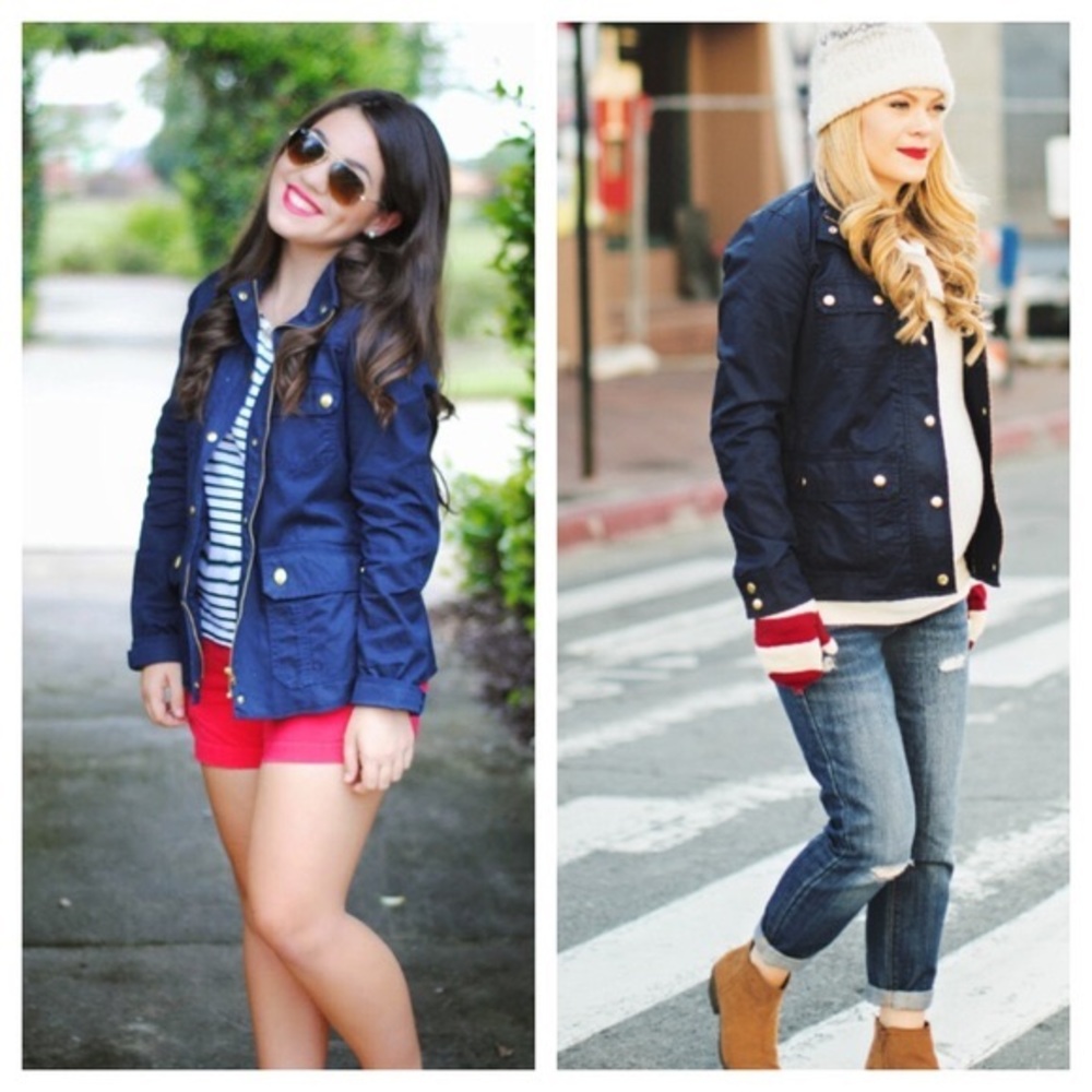 J Crew Downtown Field Jacket Navy Small Tall