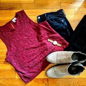 Textured Lace Crop Top