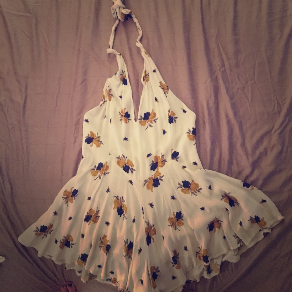 White and Floral Free People Romper