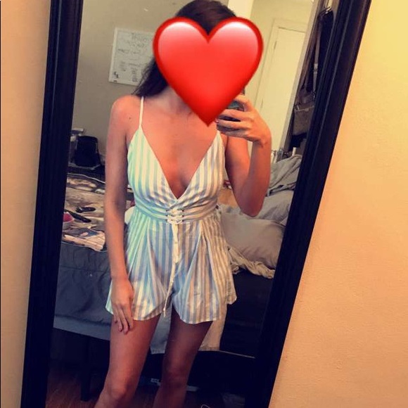 Blue and white stripped romper - Picture 1 of 1