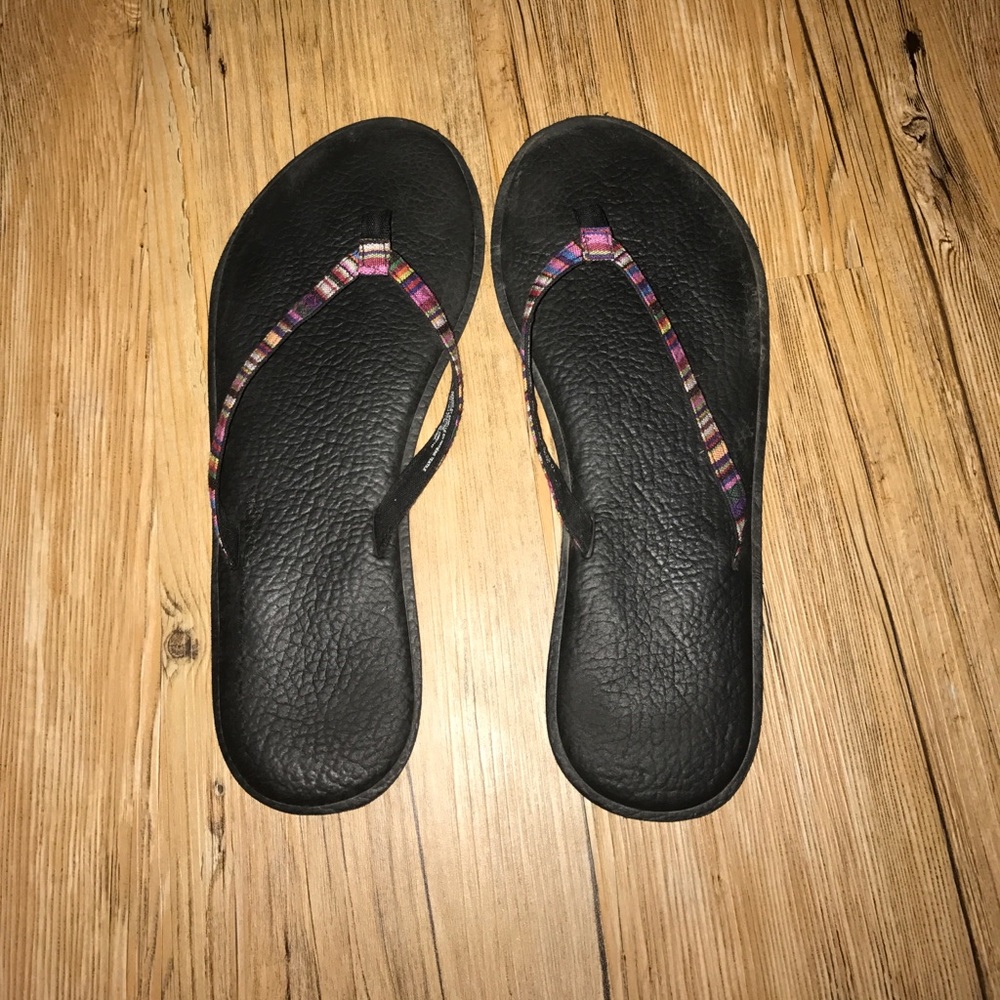 Black Leather Flip-Flops