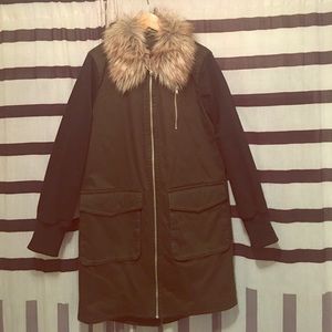 Forever 21 jacket faux fur collar contrast sleeve