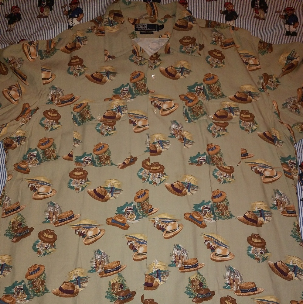 Polo Ralph Lauren Panama hat button down shirt