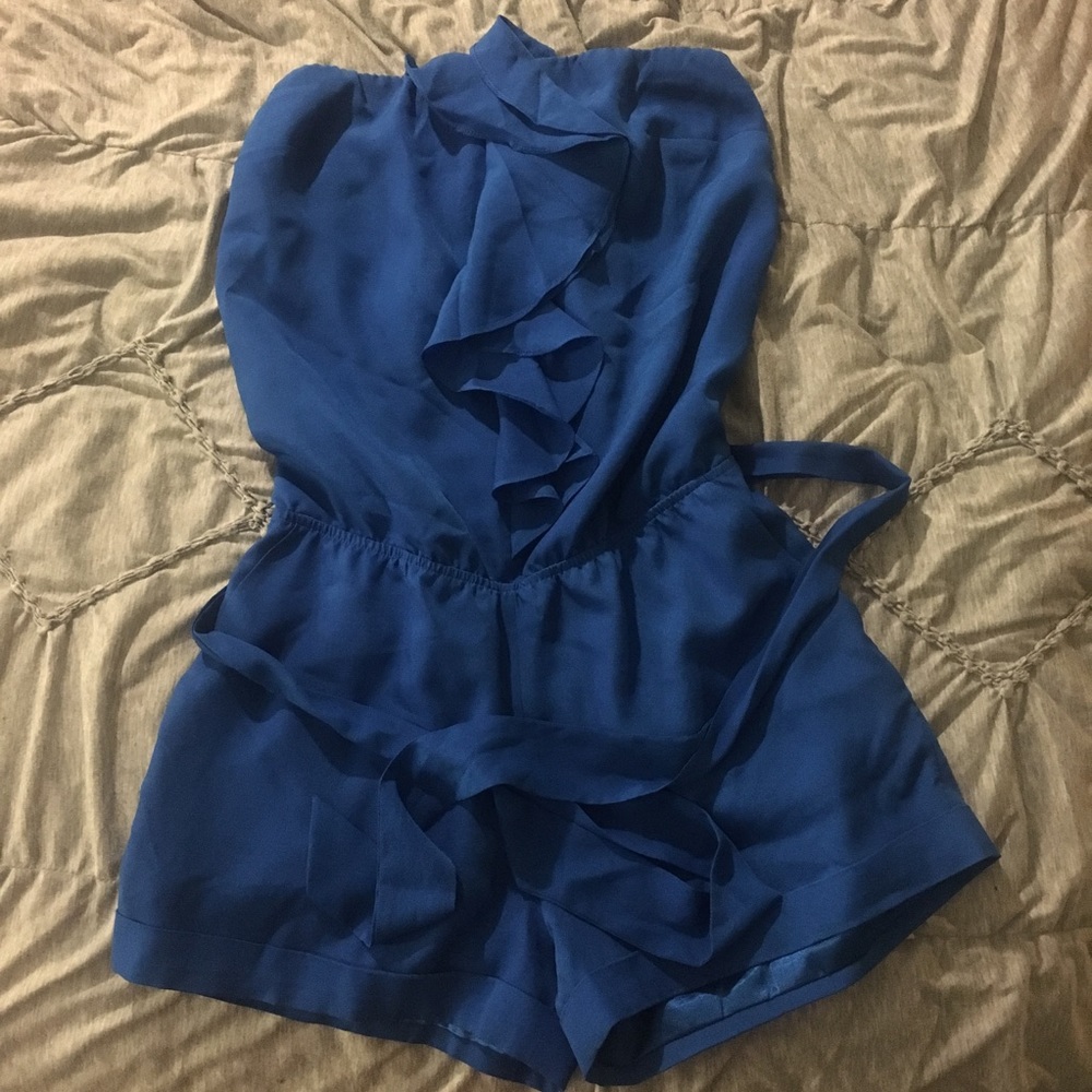 Royal blue strapless romper