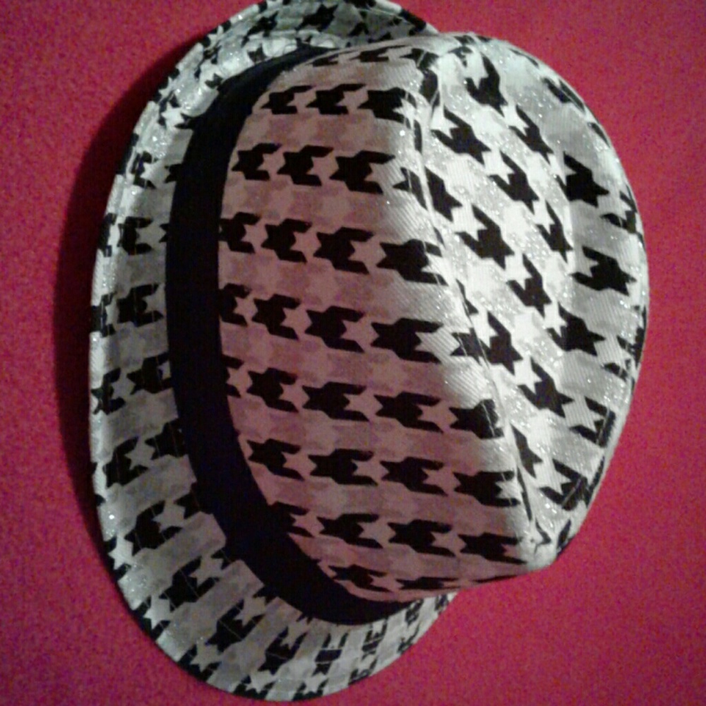 White silver and black fashionable hat