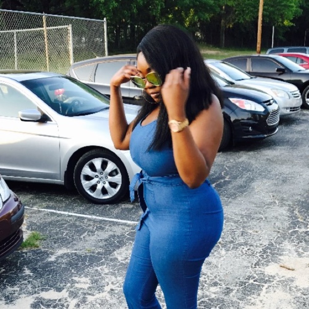 Blue jean flare leg jumper