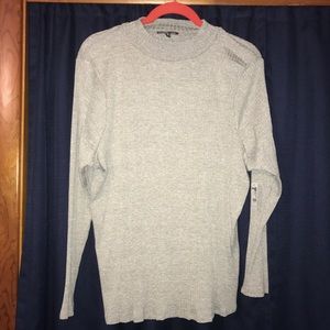 Fitted Gray Ribbed Long Sleeve