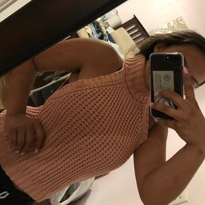 Mauve Sleeveless Turtleneck Top