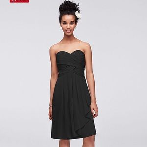 Short Crinkle Chiffon Dress with Front Cascade