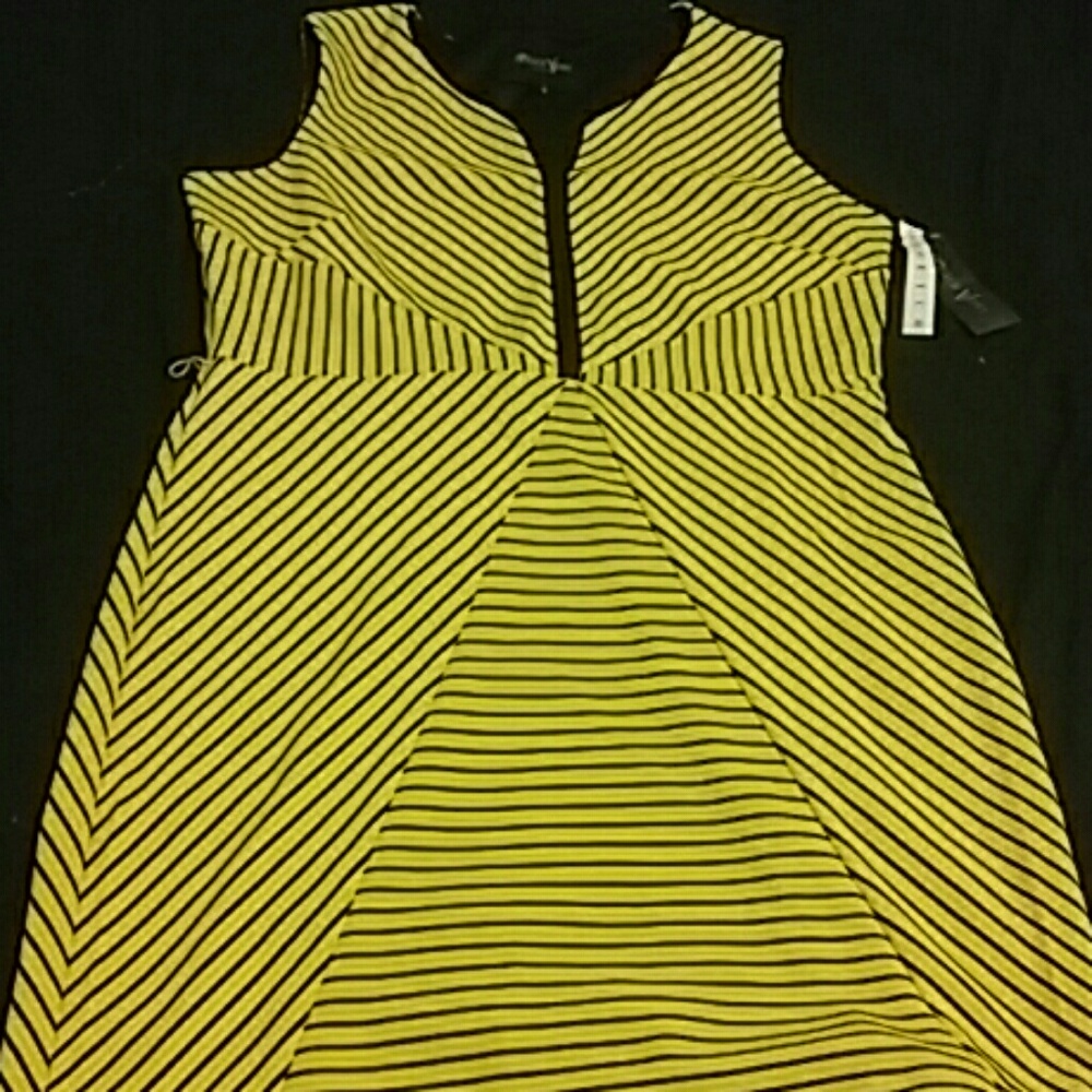 Yellow with black stripes business casual dress