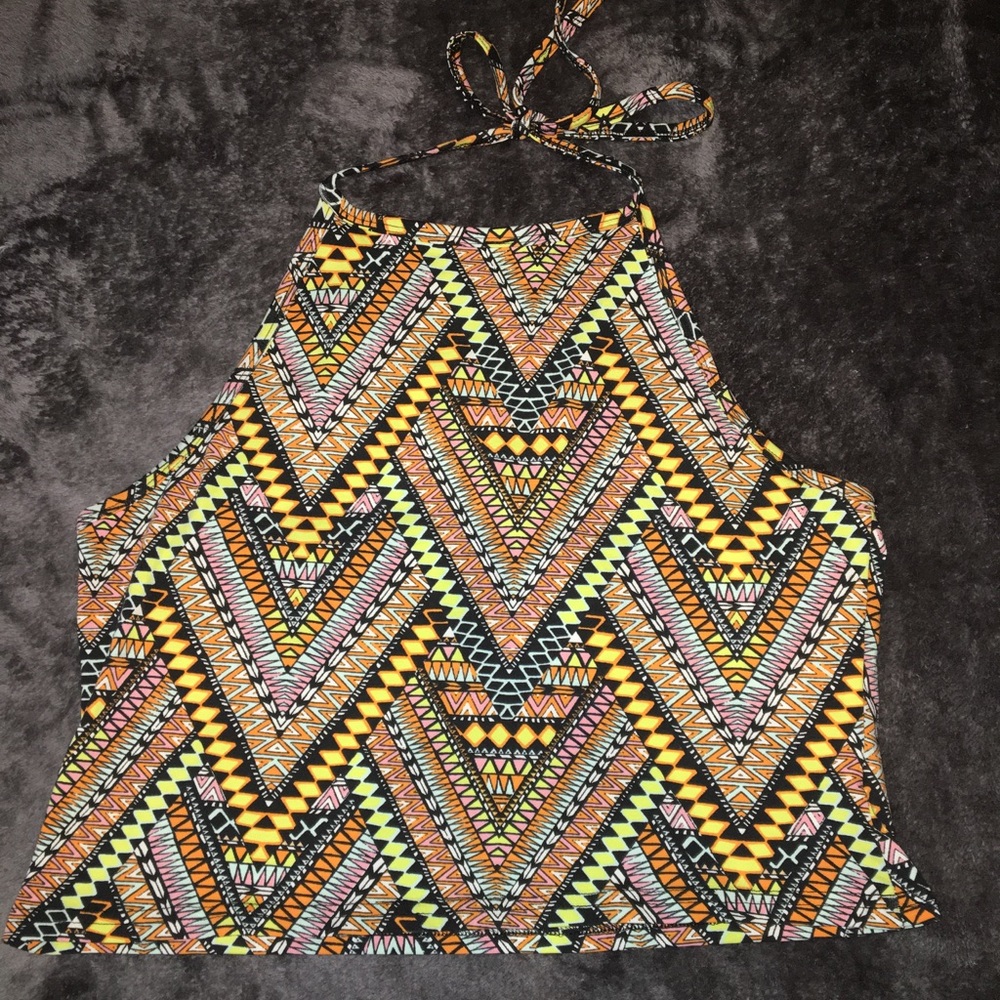 Pattern halter crop top