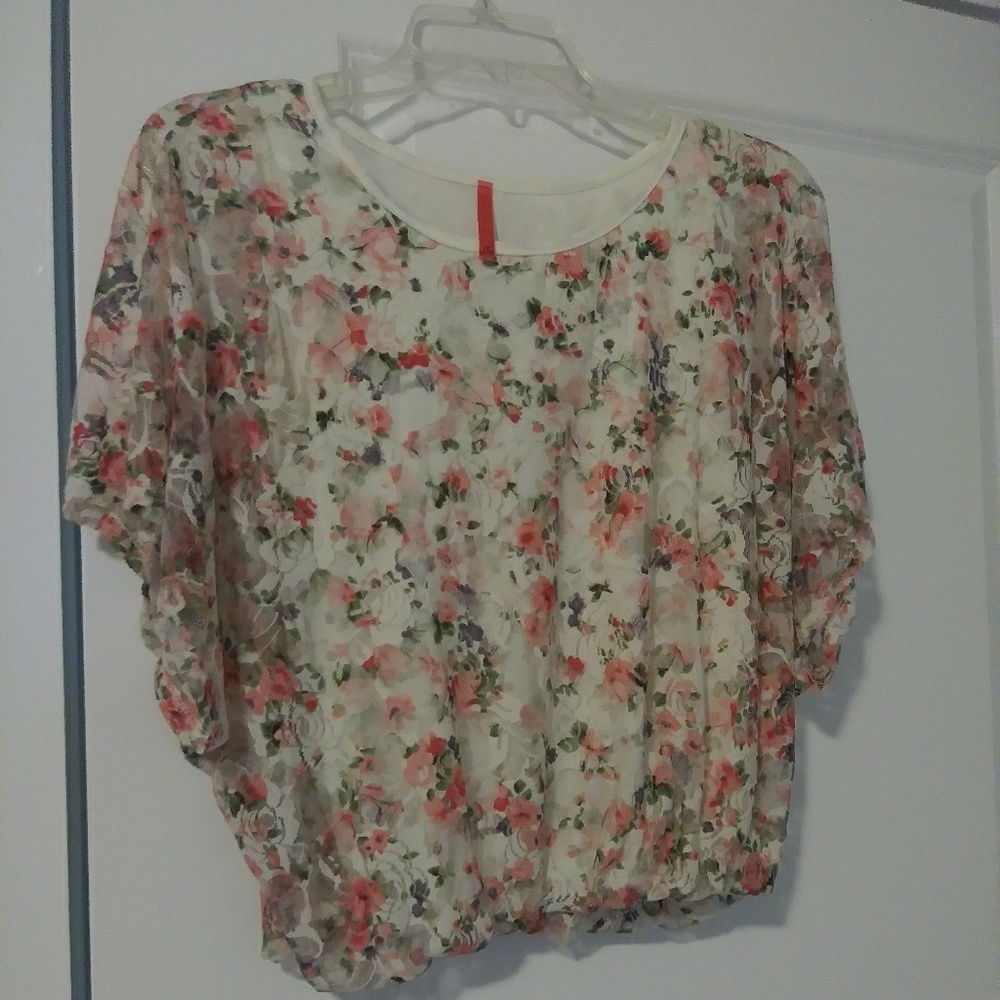 Floral print lace blouse