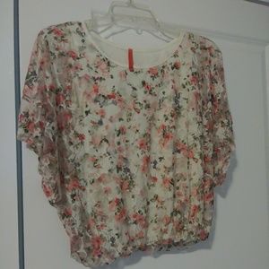 Floral print lace blouse