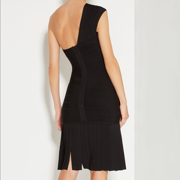 Hervé Leger Black Renee Fringe Asymmetrical Dress - Picture 3 of 5